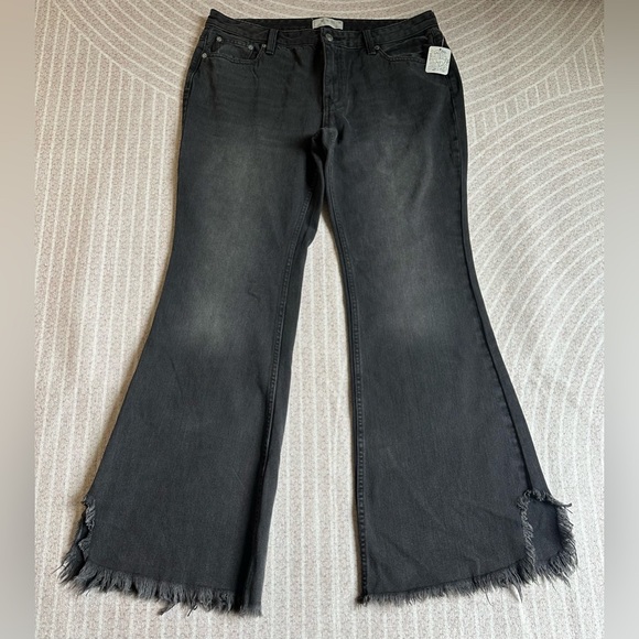 We The Free Denim - Free People Vintage Jeans Flare Raw Hem size 31 woman’s Wide Leg Denim